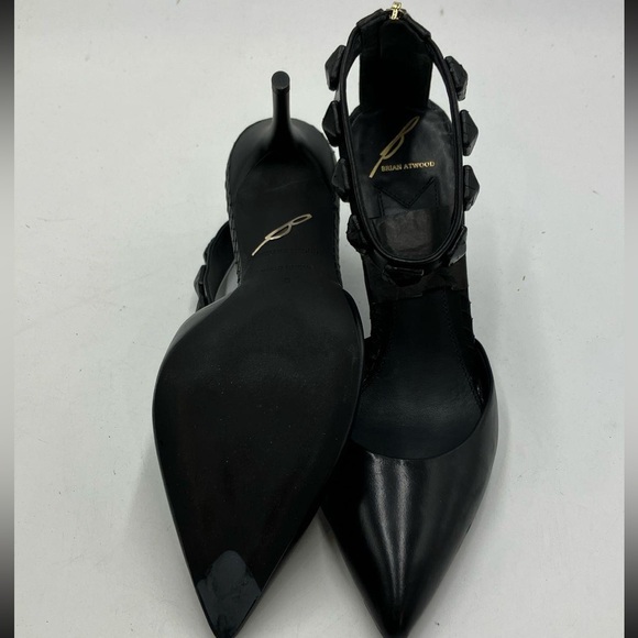 Brian Atwood Mercada Black Leather Ankle Strap Pump - Picture 4 of 5